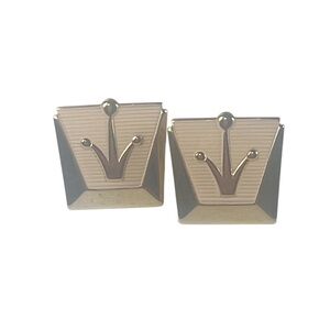 Vintage Goldtone and Cream Crown Square Cufflinks Wedding Father’s Day Groomsmen